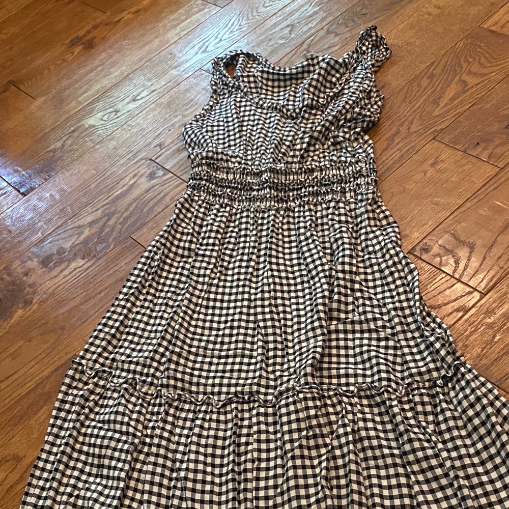 Max Studio Black and White Gingham Maxi Dress
